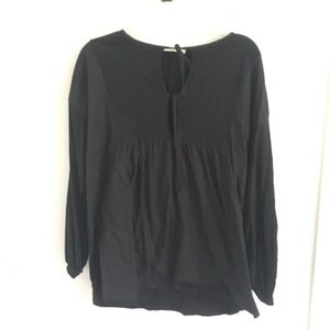 Zara S black boho tie front top